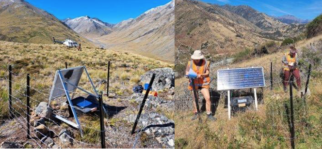 Solar panels and boxes buried into the ground. People with hi vis, hats and clipboards.
